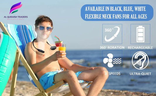 Rechargeable Neck Fan : Working Traveling Office & outdoor
