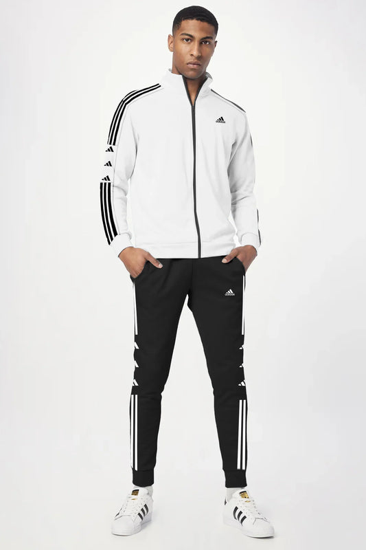 Adds Signature Slogan Mock Neck Fine Interlock Men Zipper Tracksuit