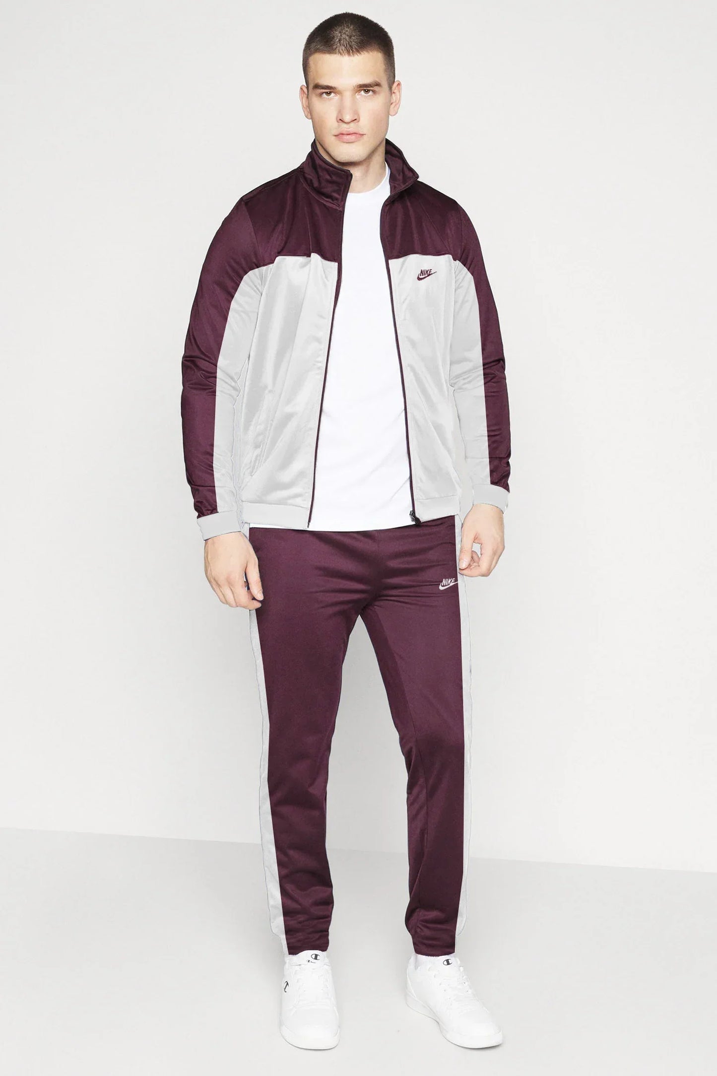 Nke Color-Block Mock Neck Fine Interlock Men Zipper Tracksuit